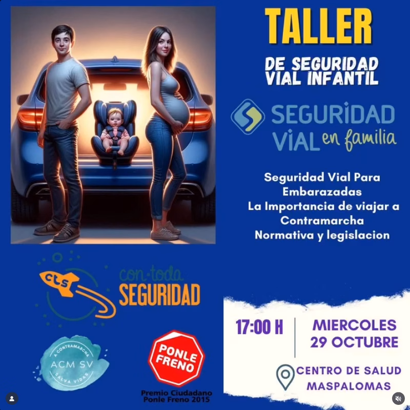 Taller gratuito de Seguridad Vial infantil en el Centro de Salud de Maspalomas, San Bartolomé de Tirajana, Gran Canaria.