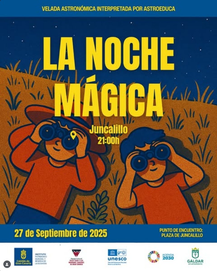 Velada astronómica "La noche mágica" interpretada por Astroeduca, en Juncalillo, Gáldar, Gran Canaria.