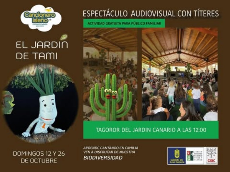 Espectáculo de teatro infantil y familiar "El Jardín de Tami" en el Jardín Canario, Gran Canaria.