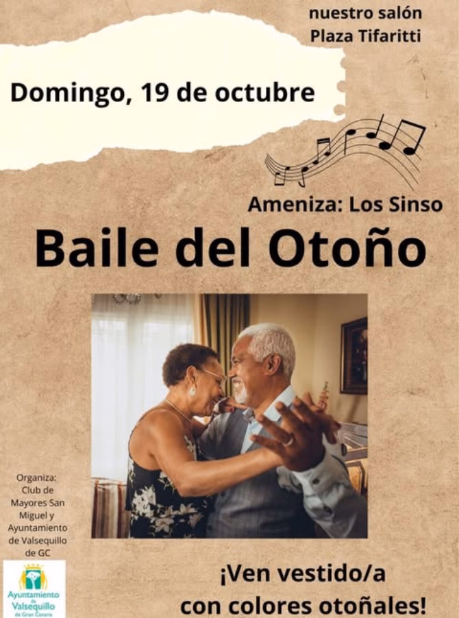 Baile amenizado por Los Sinso en el salón del Club de Mayores de Valsequillo, en la plaza de Tifariti, Gran Canaria.