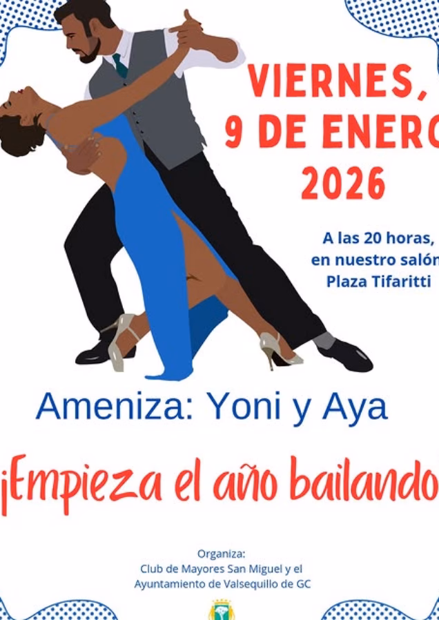 Baile de Mayores en el salón del Club de Mayores de Valsequillo, en la plaza de Tifariti, Gran Canaria.