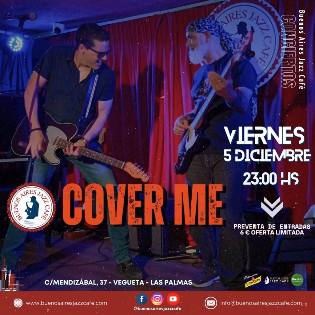 Concierto Baires - Cover Me, Tributo a Bruce Springsteen en Buenos Aires Jazz Café, Las Palmas de Gran Canaria.