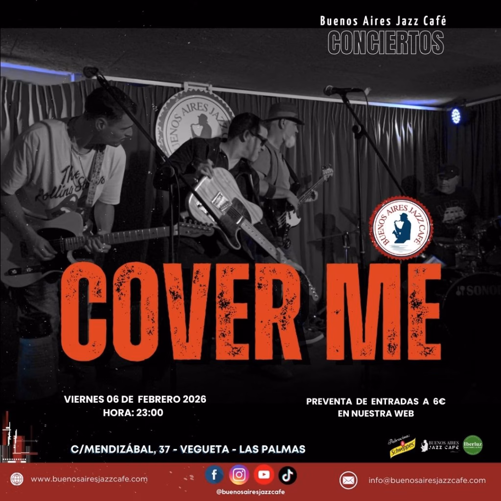 Concierto Baires - Cover Me, Tributo a Bruce Springsteen en Buenos Aires Jazz Café, Las Palmas de Gran Canaria.
