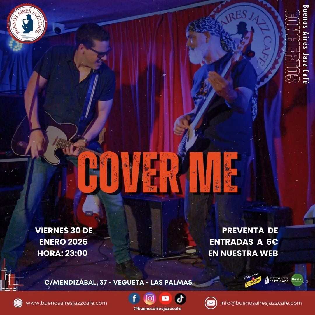 Concierto Baires - Cover Me, Tributo a Bruce Springsteen en Buenos Aires Jazz Café, Las Palmas de Gran Canaria.
