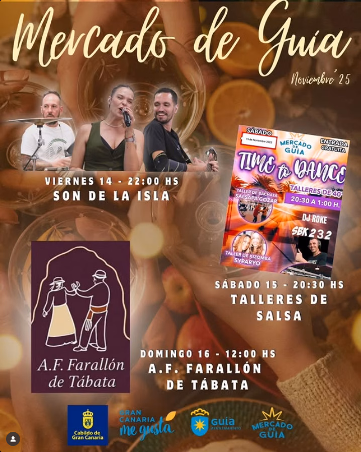 Taller Time to Dance de Salsa, Bachata y Kizomba en el Mercado de Guía, Gran Canaria.