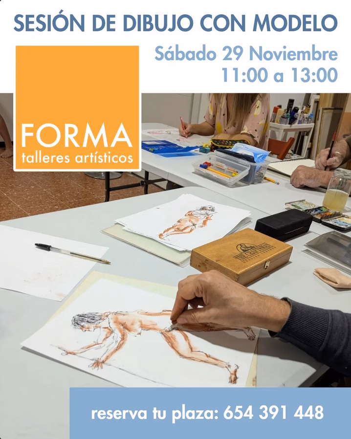 Taller del Dibujo Natural con modelo en Forma ArtProject, Las Palmas de Gran Canaria.