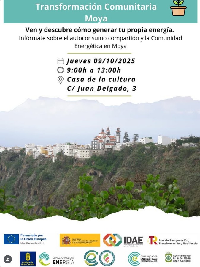 Charla "Cómo generar tu propia energía" de la Oficina Itinerante de Transformación Comunitaria en la Casa de la Cultura de Moya, Gran Canaria.