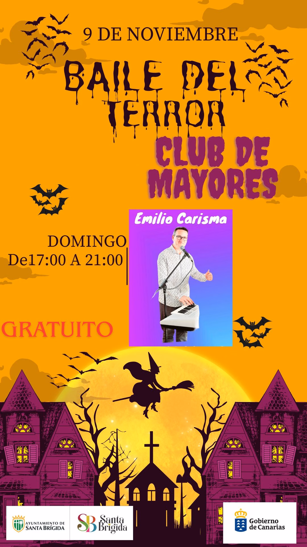 Baile del terror "Halloween" del Club Municipal de Mayores de Santa Brígida, Gran Canaria.