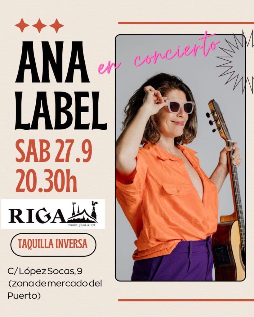 Concierto de Ana Label, cantautora, en Riga Art Café, Las Palmas de Gran Canaria.