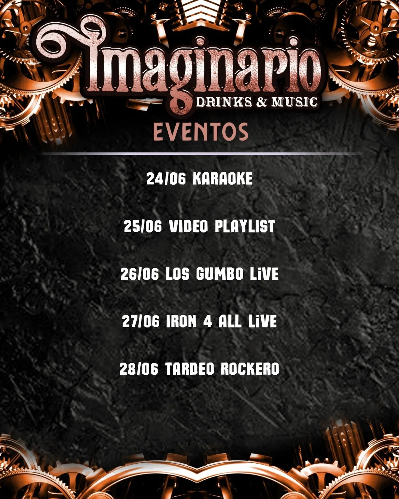Programa Imaginario Drinks & Music 4ª semana junio