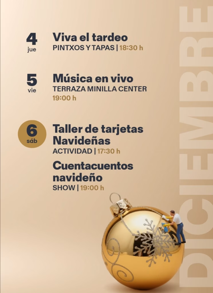 Eventos en Minilla Center, primera semana diciembre