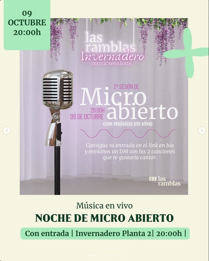 Música - Micro abierto "Boleros y Baladas" en el Invernadero de Las Ramblas Centro, Las Palmas de Gran Canaria.