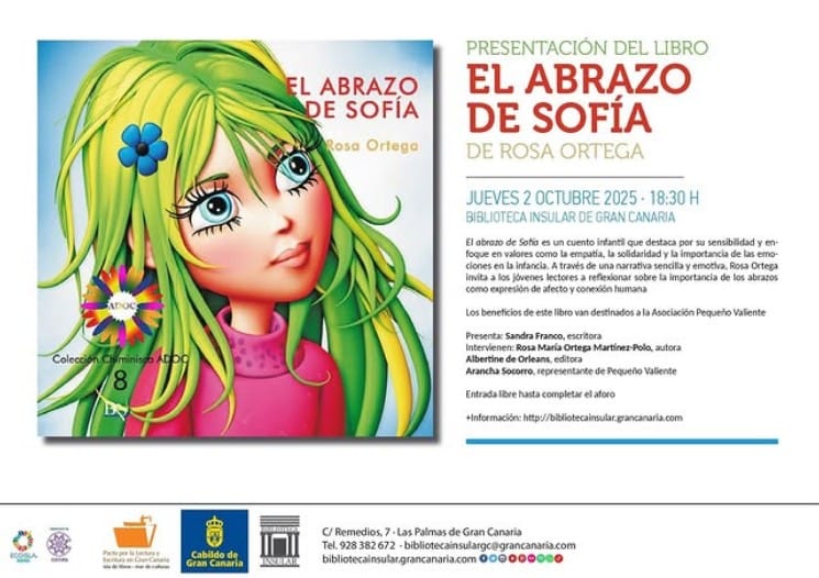 Presentación del libro: el abrazo de Sofía en la Biblioteca Insular de Las Palmas de Gran Canaria.