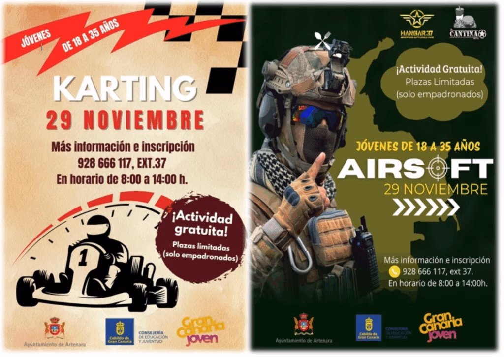 Jóvenes - Acción doble con Karting y Airsoft para jóvenes entre 18 y 35 años de Artenara, Gran Canaria.