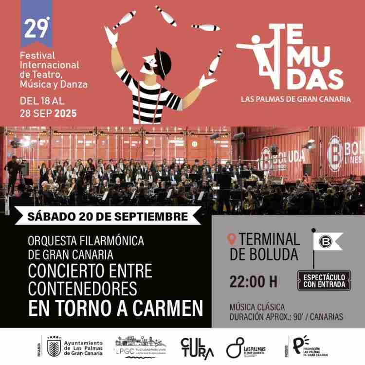 Festival Temudas - Concierto - En torno a Carmen de la Orquesta Filarmónica en la Terminal de Contenedores del Muelle de La Luz, Las Palmas de Gran Canaria.