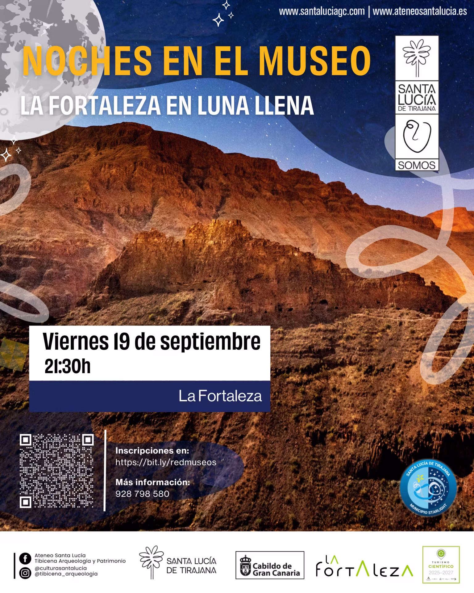 Visita guiada "La Fortaleza en Luna llena" al yacimiento y Museo de La Fortaleza, Santa Lucía, Gran Canaria, por Tibicena.