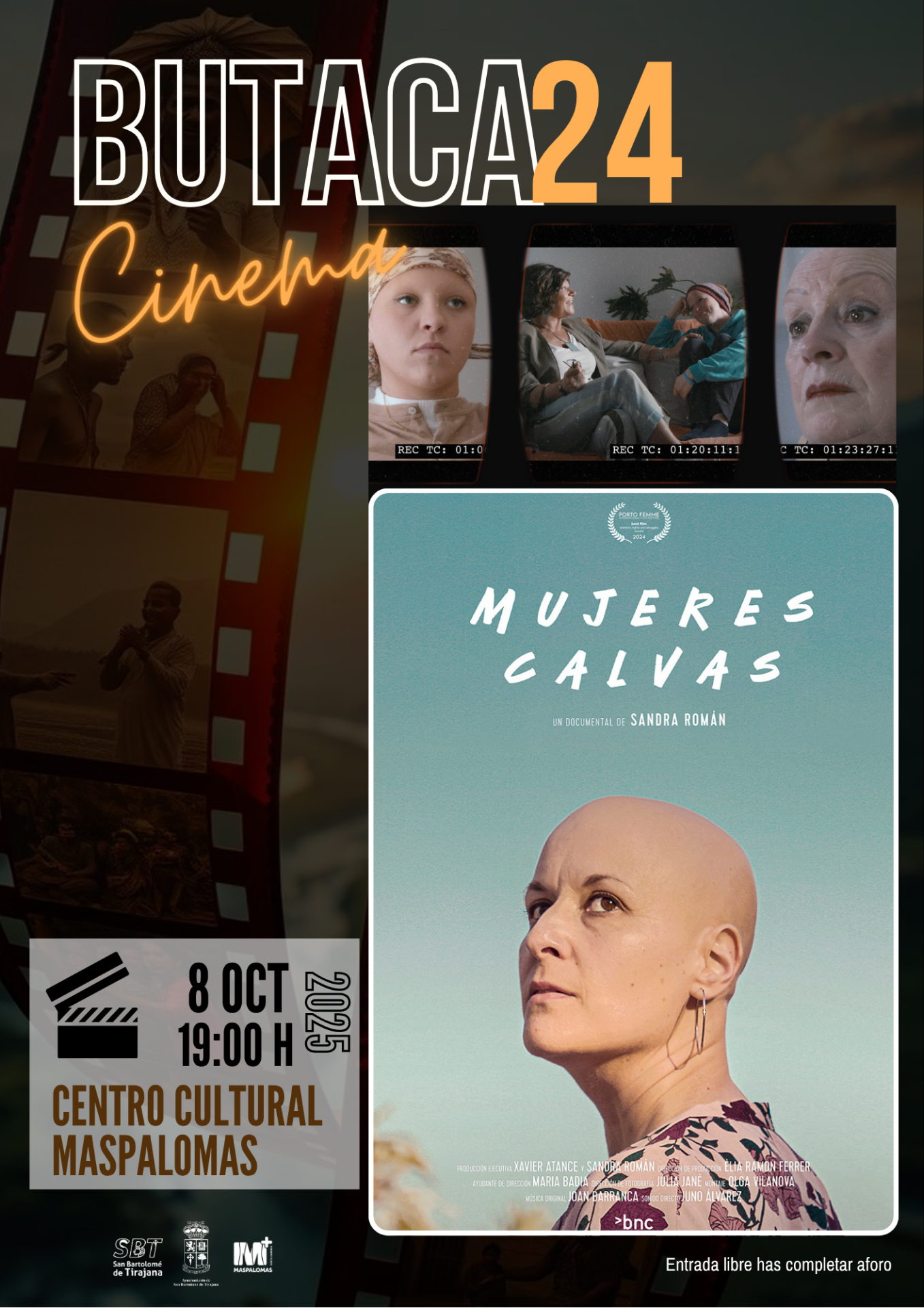 Proyección de la película "Mujeres Calvas" del ciclo Butaca24 Cinema en el Centro Cultural de Maspalomas, San Bartolomé de Tirajana, Gran Canaria.