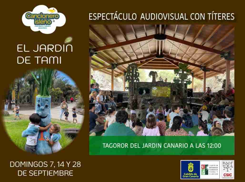 Espectáculo de teatro infantil y familiar "El Jardín de Tami" en el Jardín Canario, Gran Canaria.