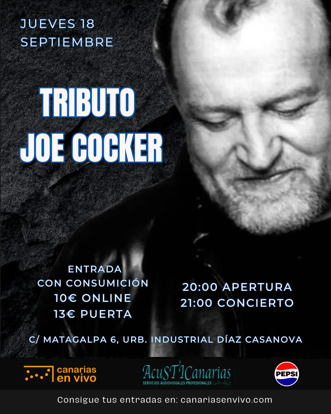 Concierto de Oliver Sieler - Tributo a Joe Cocker en la Sala Canarias En Vivo, Las Palmas de Gran Canaria.
