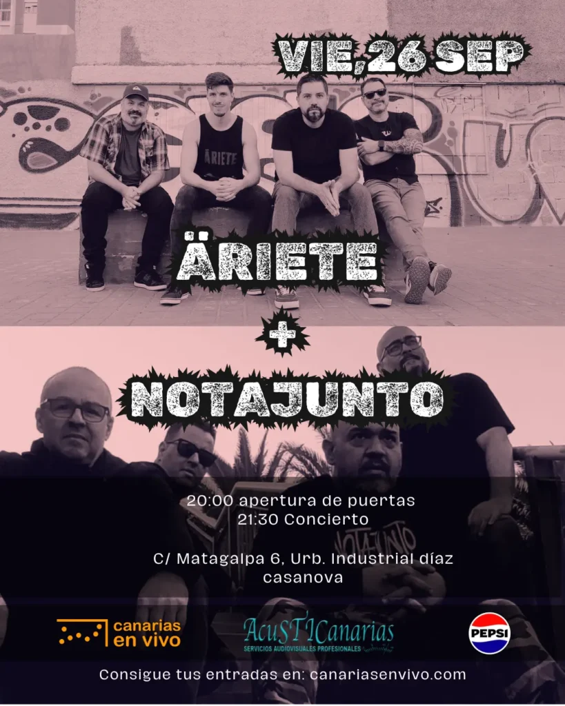 Concierto de Äriete y Notajunto en la Sala Canarias En Vivo, Las Palmas de Gran Canaria.
