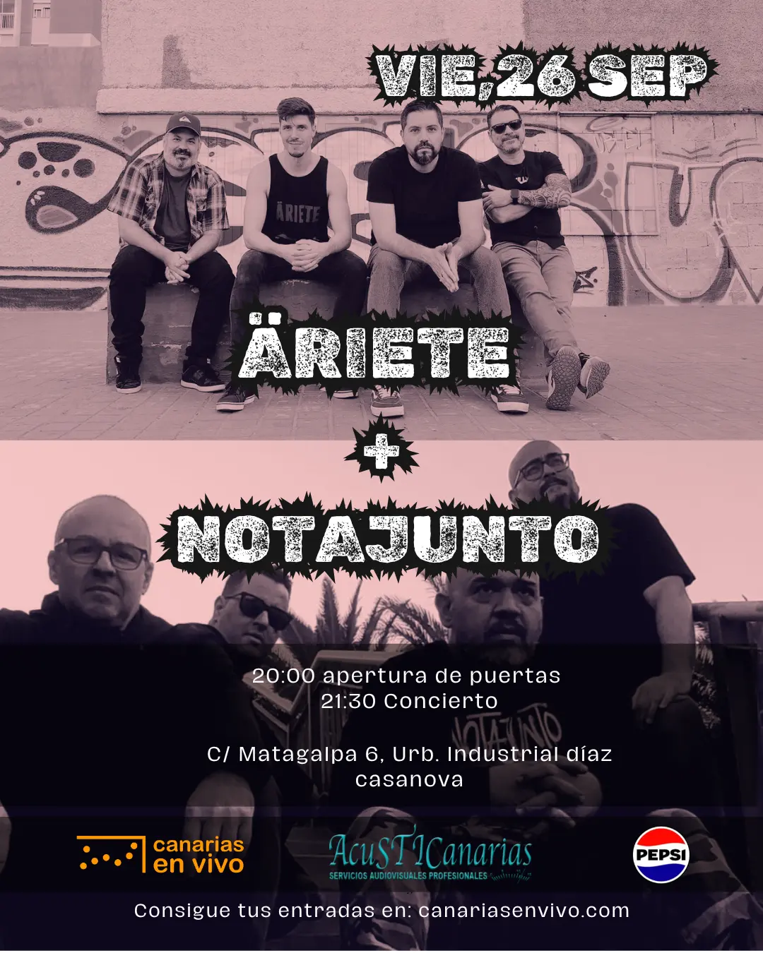 Concierto de Äriete y Notajunto en la Sala Canarias En Vivo, Las Palmas de Gran Canaria.