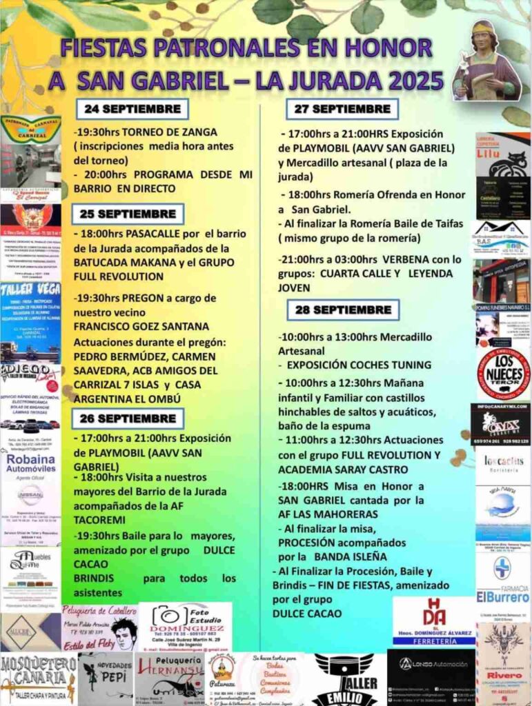 Programa de las Fiestas de San Gabriel en la Jurada, Ingenio, Gran Canaria