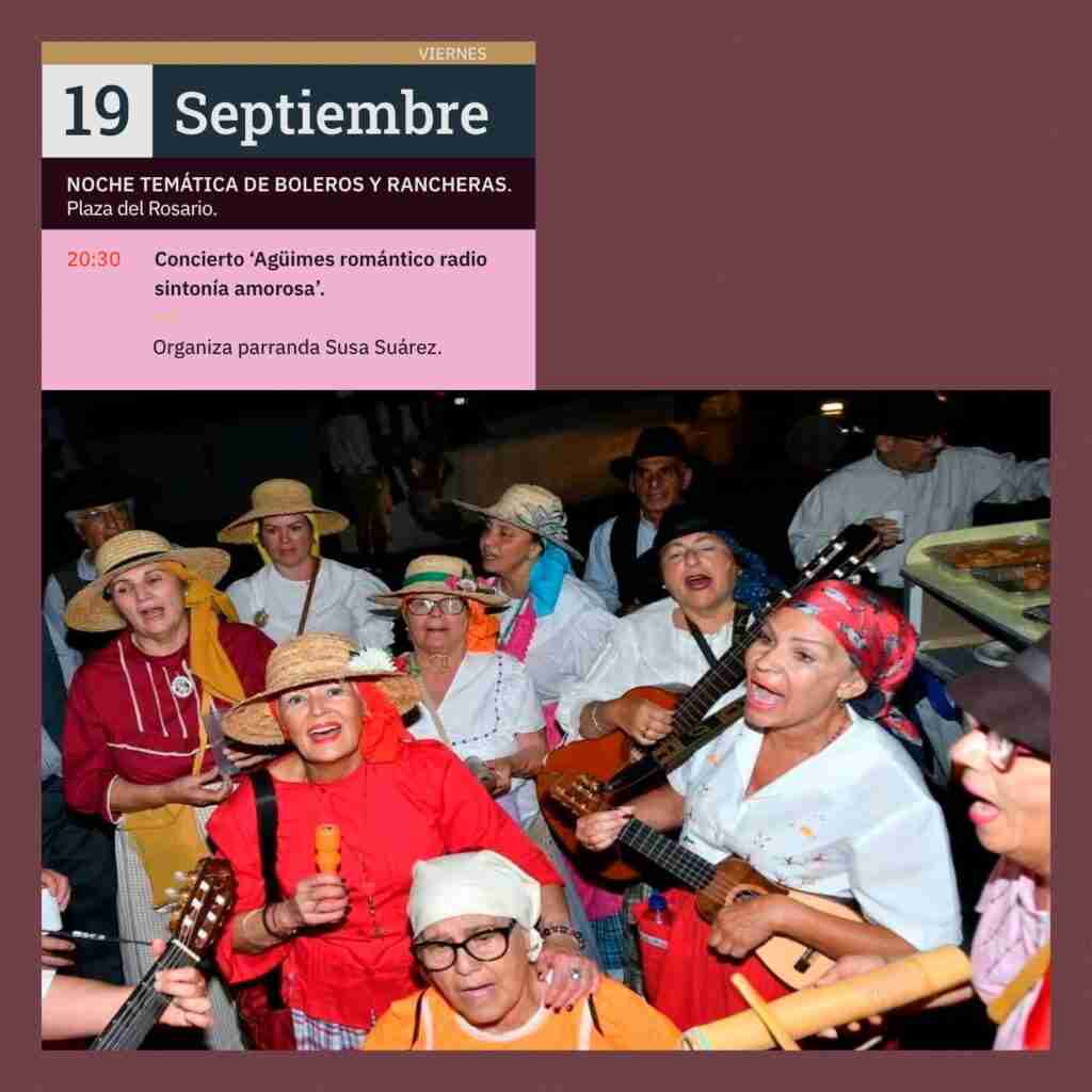 Programa de las Fiestas del Rosario de Agüimes, Gran Canaria, del 19 de septiembre - Noche temática de boleros y rancheras - Concierto