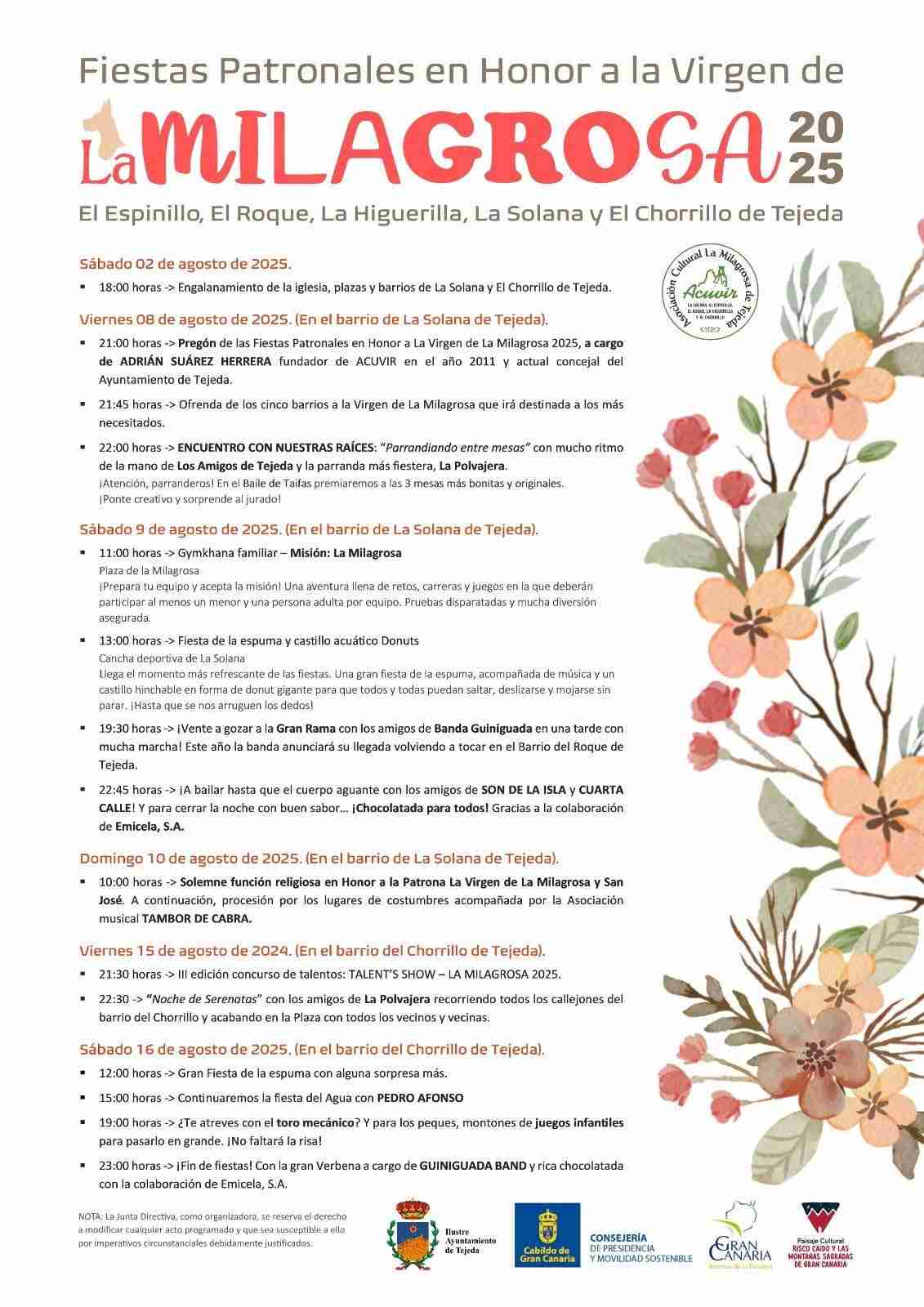 Fiestas - La Milagrosa Tejeda