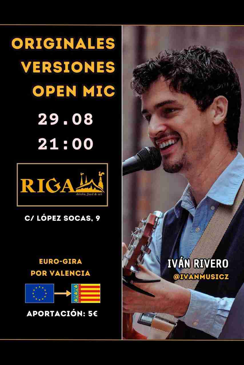Concierto de Iván Rivero el 29 de agosto a partir de las 21h con música original, versiones y micro abierto en Riga Art Café, Las Palmas de Gran Canaria.