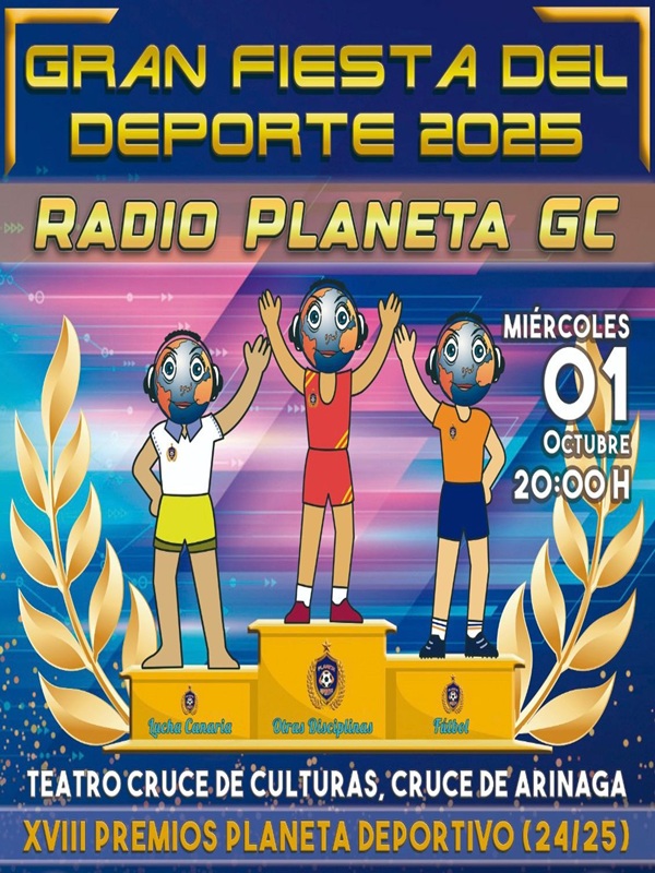 XVIII Edición "Gran fiesta del Deporte", premios Planeta Deportivo, en el Teatro Cruce de Culturas de Agüimes, Gran Canaria.