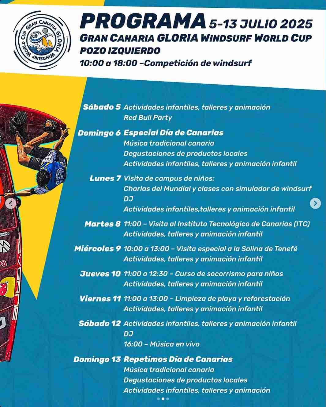Programa de la Gran Canaria Windsurf World Cup Pozo Izquierdo