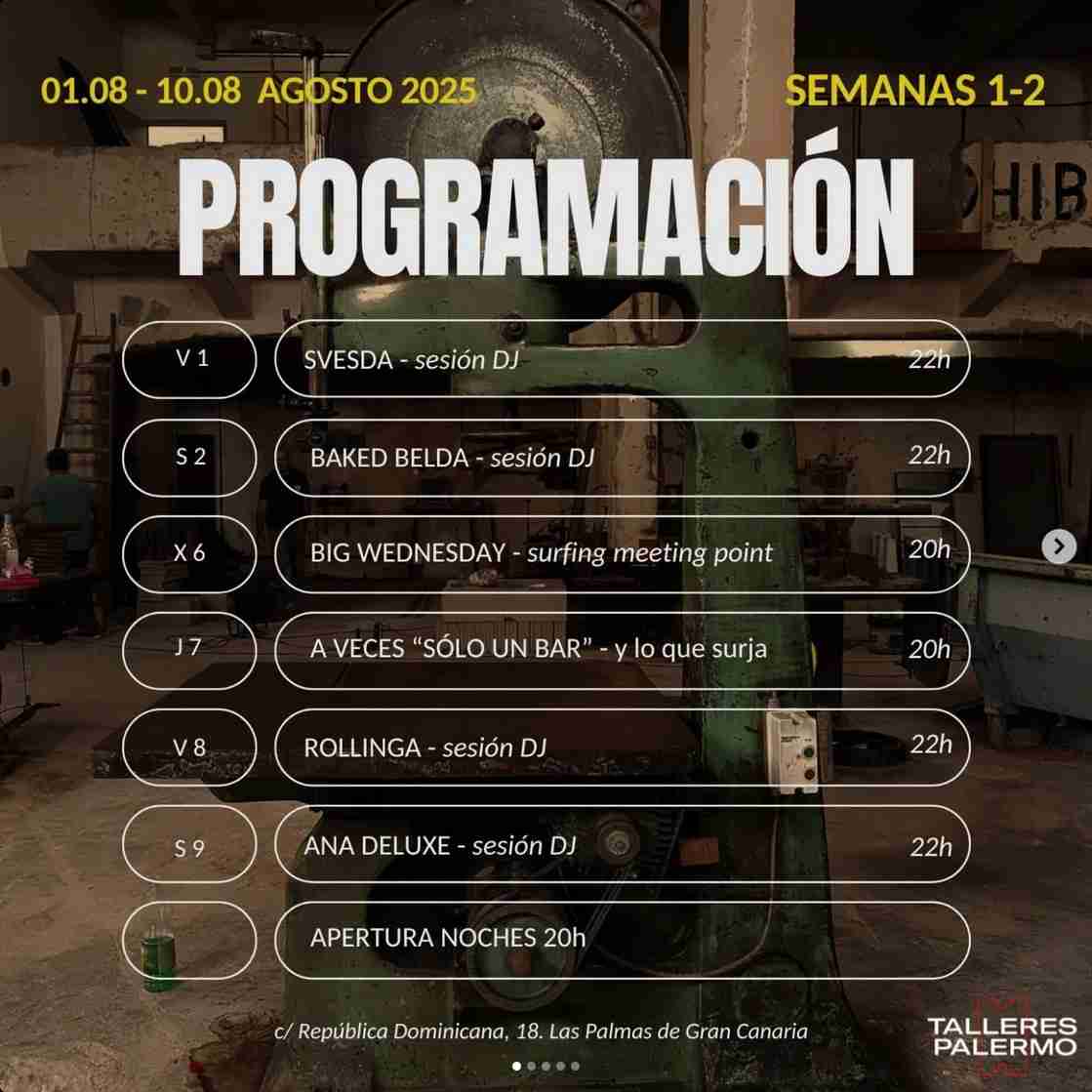 Programación Talleres Palermo Semana 1 Agosto
