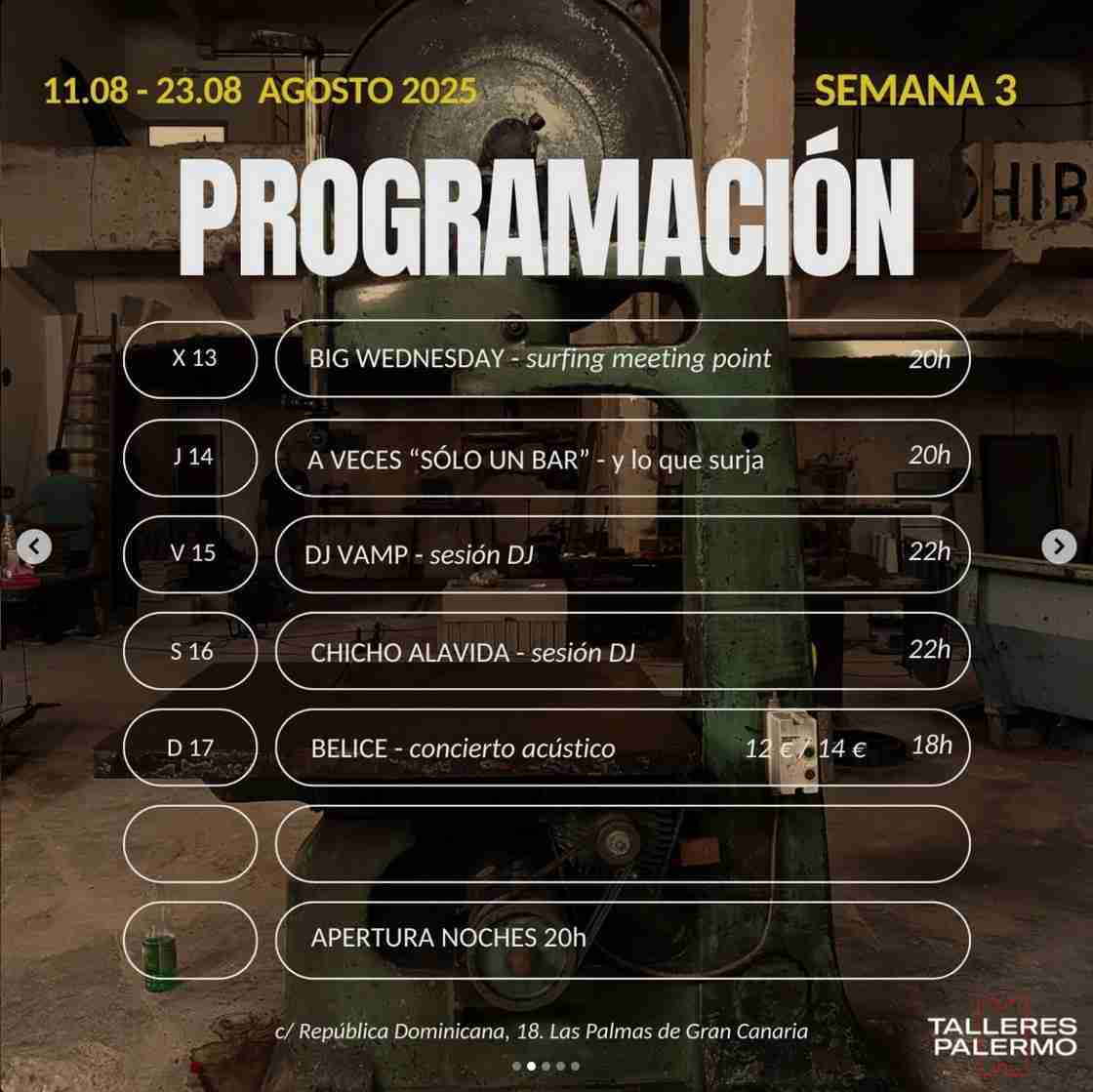 Programación Talleres Palermo Semana 3 Agosto