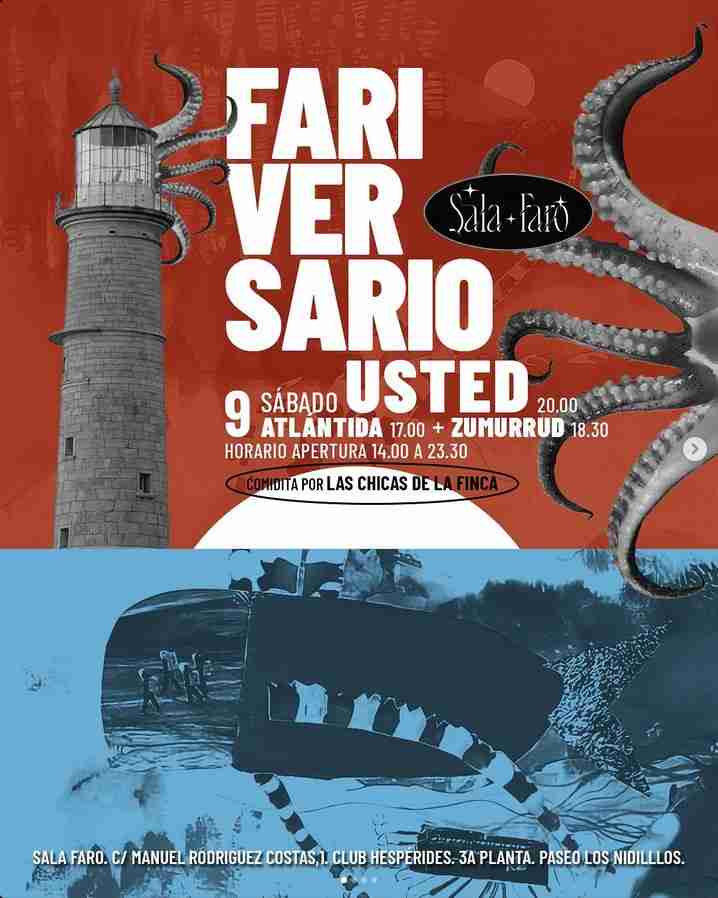 Fiesta "Fariversario" el sábado 9 de agosto por el aniversario de Sala Faro, Las Palmas de Gran Canaria.