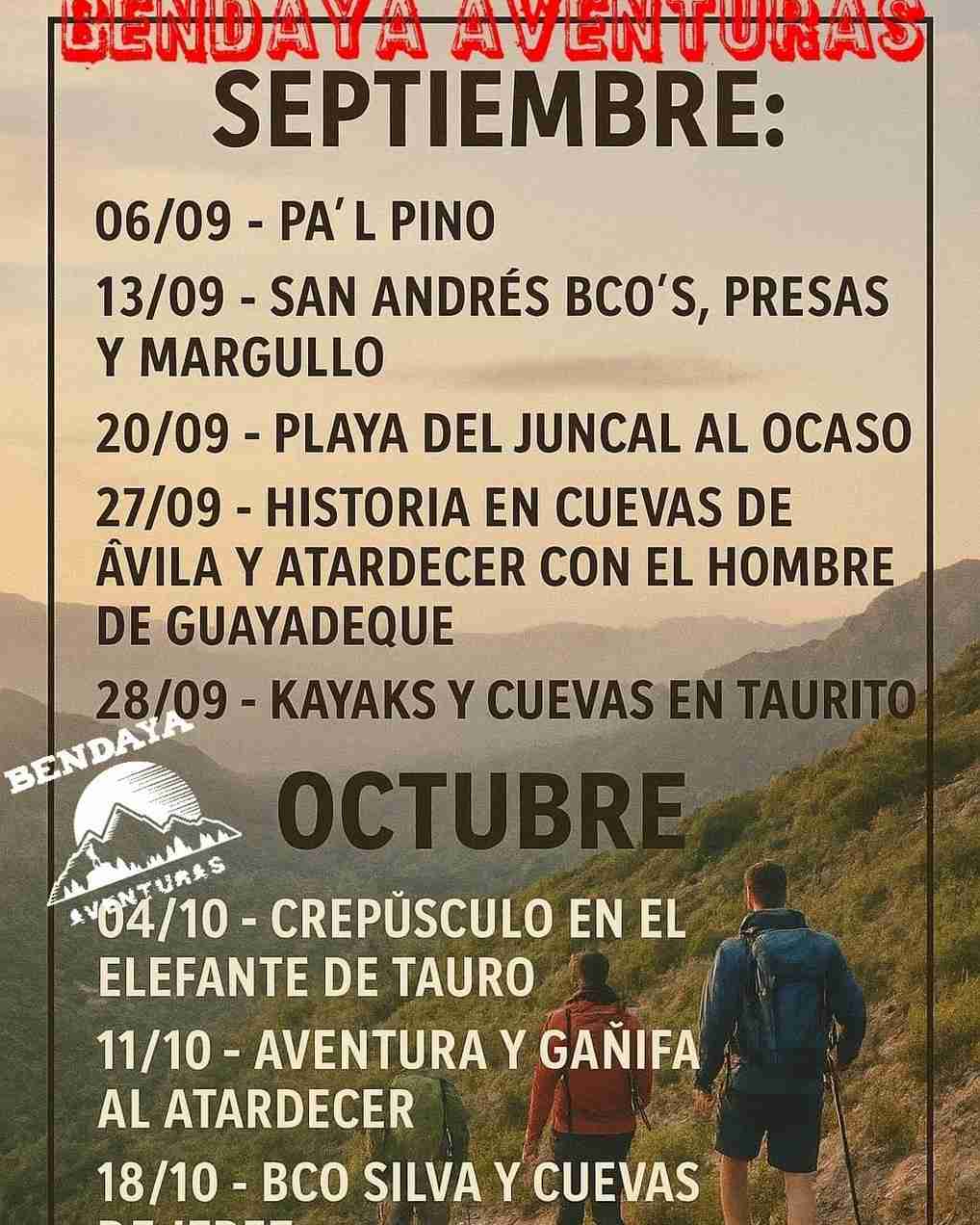 Senderismo - Bendaya Aventuras Septiembre - Octubre
