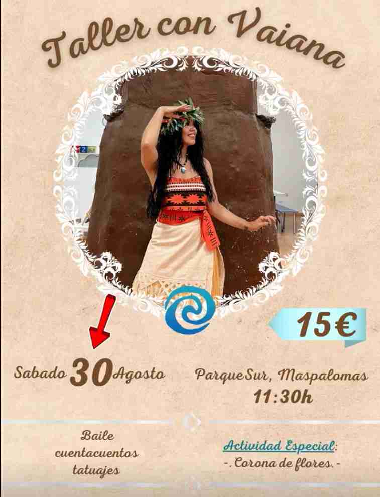 Infantil - Taller con Vaiana con Momentos Mágicos en Parque Sur, Maspalomas, San Bartolomé, Gran Canaria.
