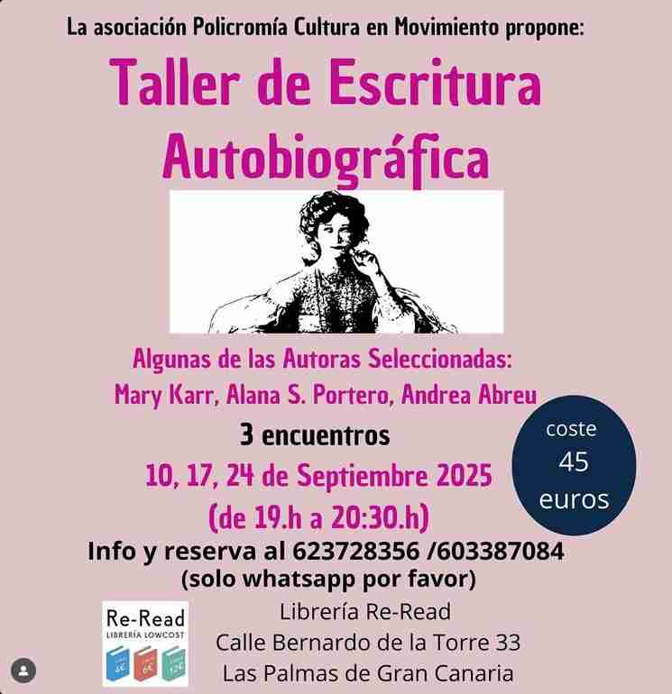 Taller de Escritura Autobiográfica en Re-Read, Las Palmas de Gran Canaria.