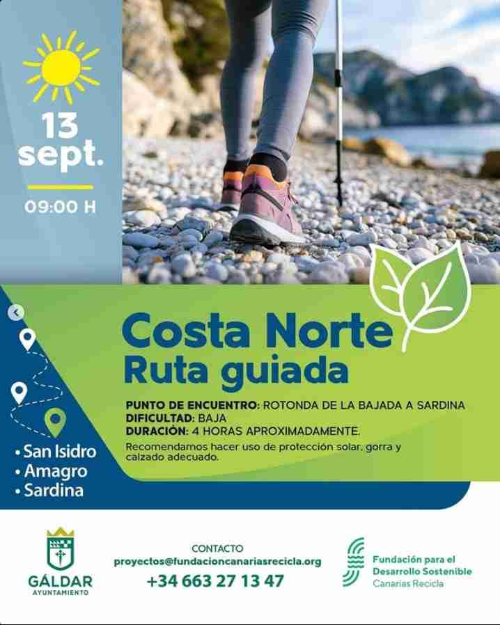 Senderismo - Costa Norte - Ruta guiada desde la Rotonda de la Bajada a Sardina, Gáldar, Gran Canaria.