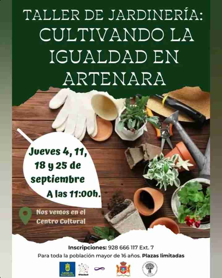 Taller de jardinería "Cultivando la igualdad" en el Centro Cultural de Artenara, Gran Canaria.