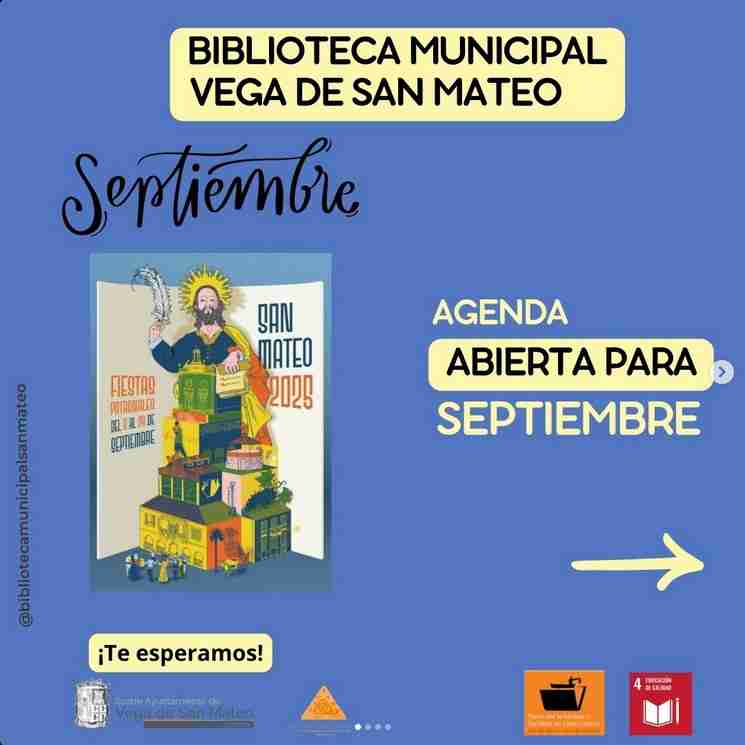 Agenda de septiembre de la Biblioteca Municipal de San Mateo