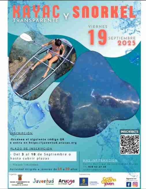 Deporte - Kayak transparente y Snorkel en las Canteras, organizada por la Concejalía de Juventud de Arucas, Gran Canaria.