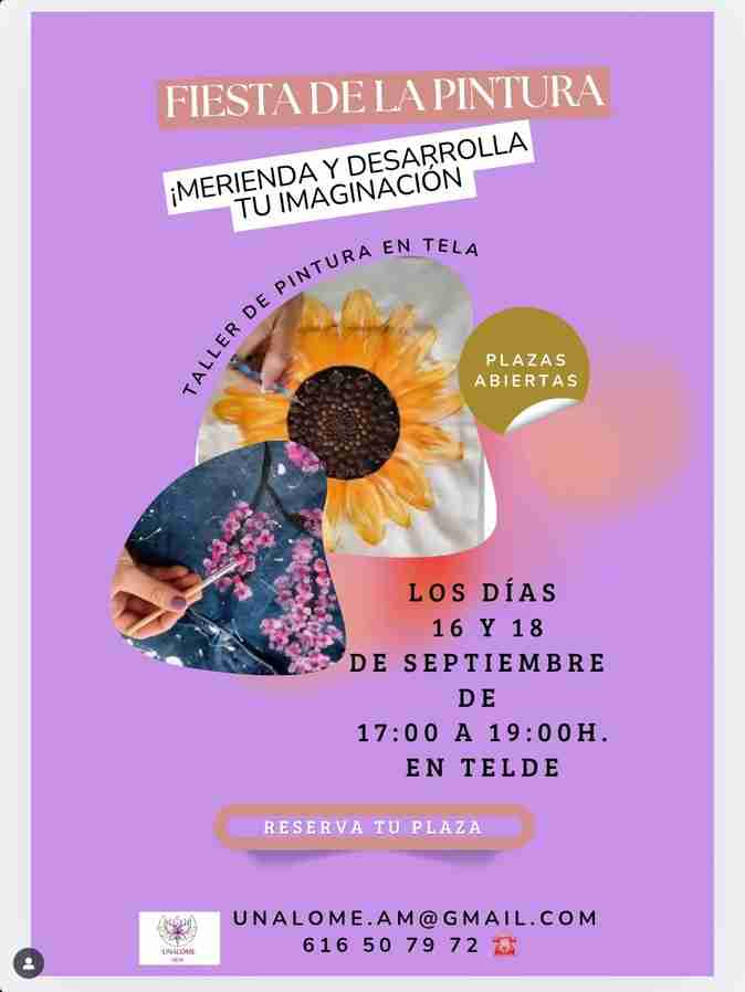 Taller de Pintura en Tela "Fiesta de la pintura" en Unalome Arte, Telde, Gran Canaria.