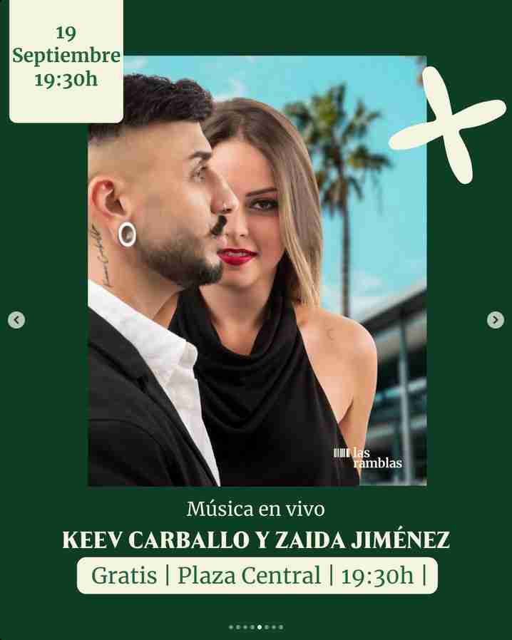 Concierto de Keev Carballo y Zaida Jiménez en el CC Las Ramblas Centro, Las Palmas de Gran Canaria.