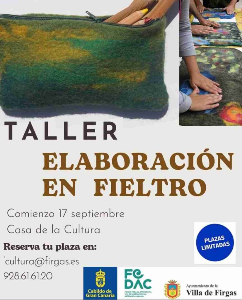 Taller de Elaboración en fieltro en la Casa de la Cultura de Firgas, Gran Canaria.