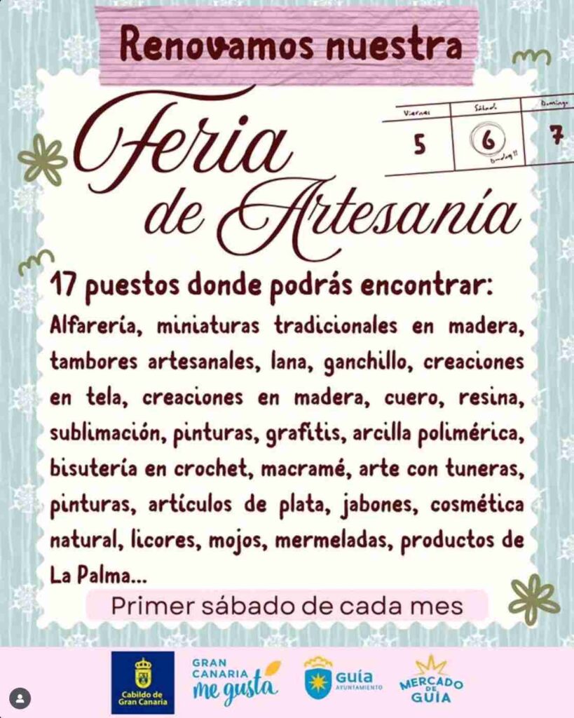 Feria de Artesanía en el Mercado de Guía, Gran Canaria.