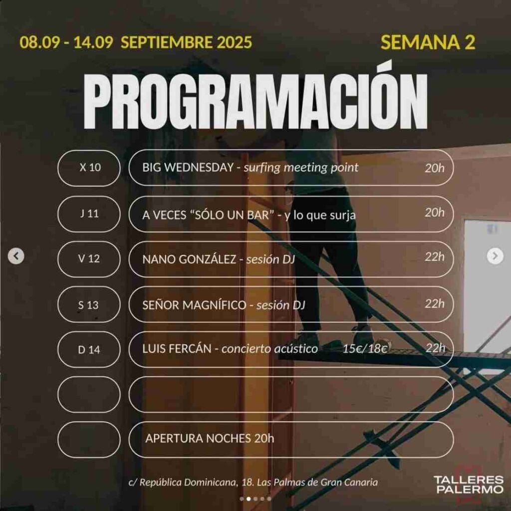 Programación Talleres Palermo Semana 2 Septiembre