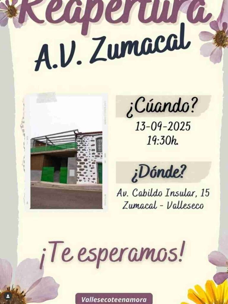 Inauguración - Reapertura de la A.V. El Zumacal en El Zumacal, Valleseco-Firgas, Gran Canaria.