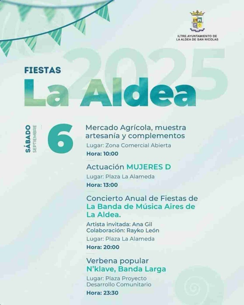 Programa de las Fiestas de San Nicolás de Tolentino en La Aldea, Gran Canaria, el día 6 de septiembre