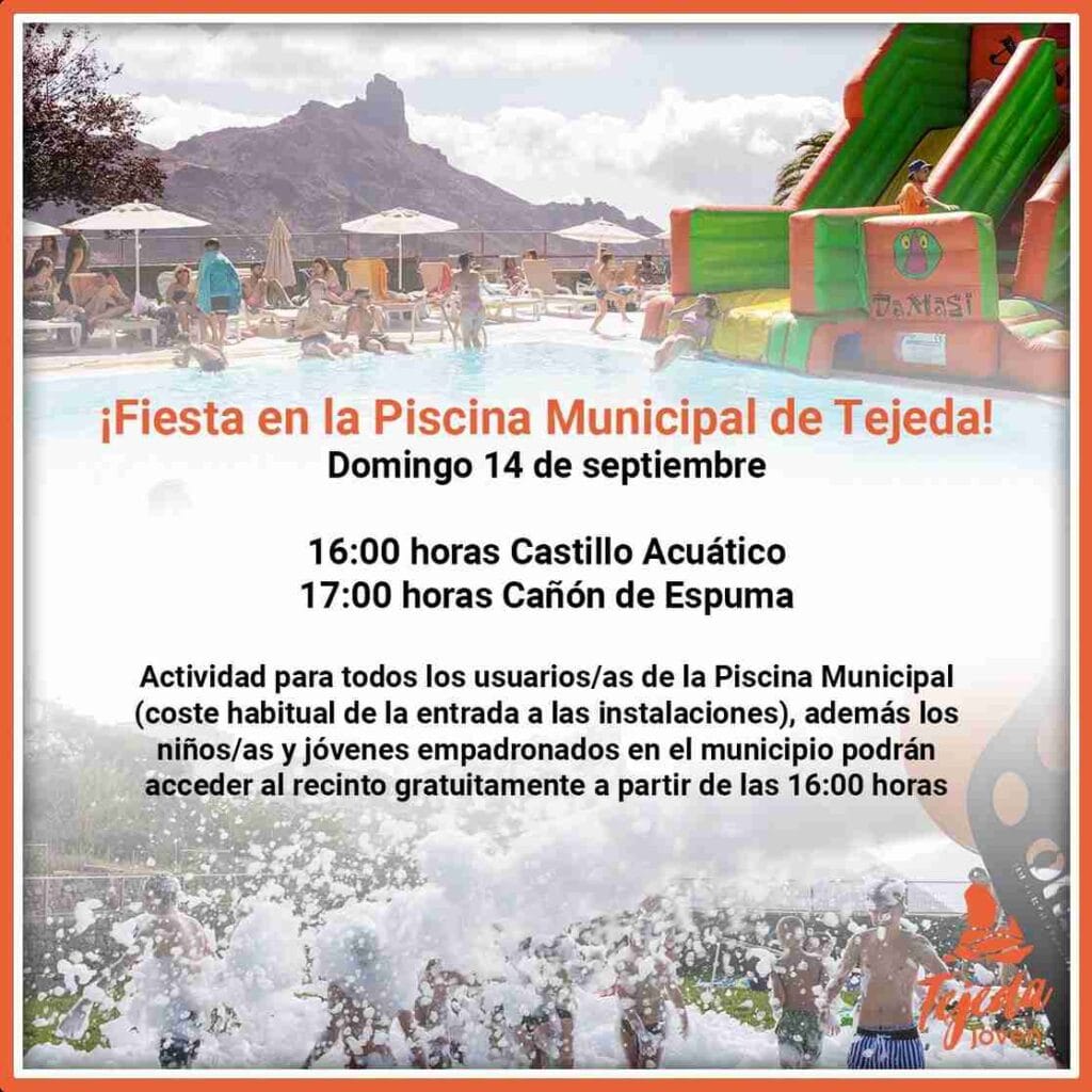 Fiesta en la piscina municipal de Tejeda, Gran Canaria.