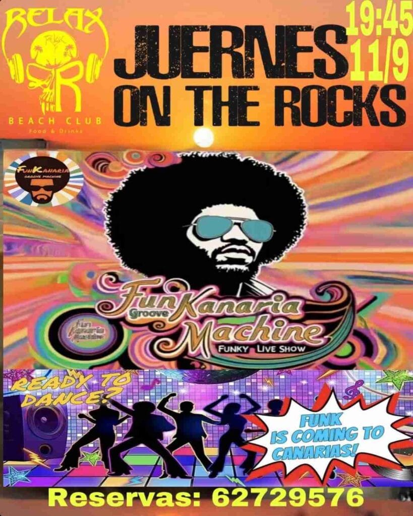 Música - FunKanaria Groove Machine en el Relax Beach Club de la Playa de San Agustín, San Bartolomé, Gran Canaria.